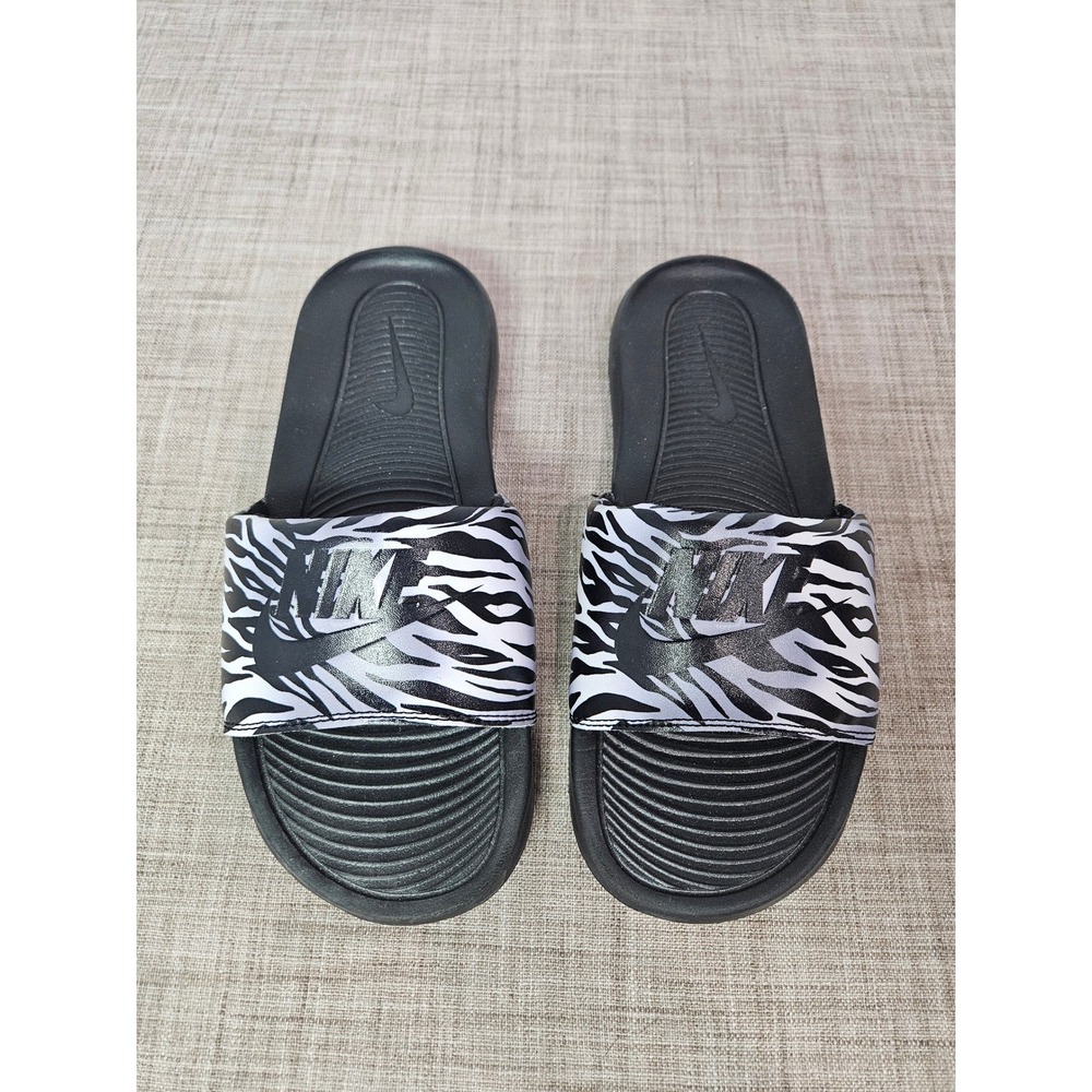 Nike Kawa Slide Zebra Print Black White Sandals CN9677-011 Womens 7